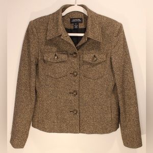Brown Tweed Button-Up Blazer by Jones New York